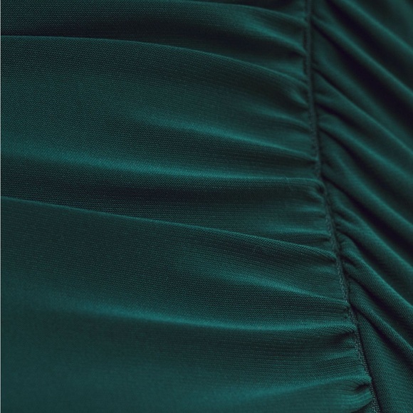 NWT Mac Duggal Anthropologie One-Shoulder Column emerald gown dress - Picture 5 of 11